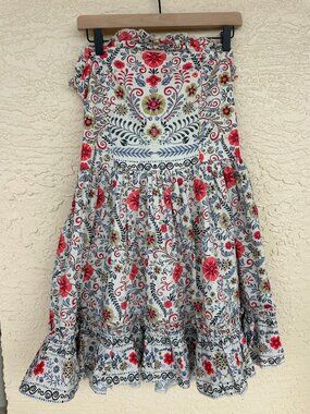 Anthropologie Forever That Girl Strapless Mini Dress L Floral Ruffle Boho